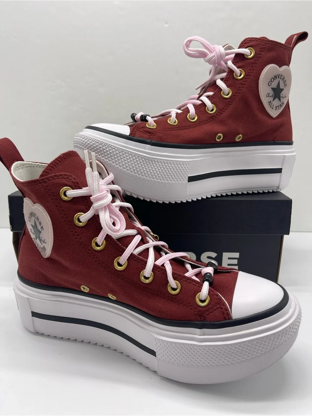 Converse CTAS LIFT DOUBLE STACK HI DEEP BORDEAU/SUGAR BERRY Platform Sneakers